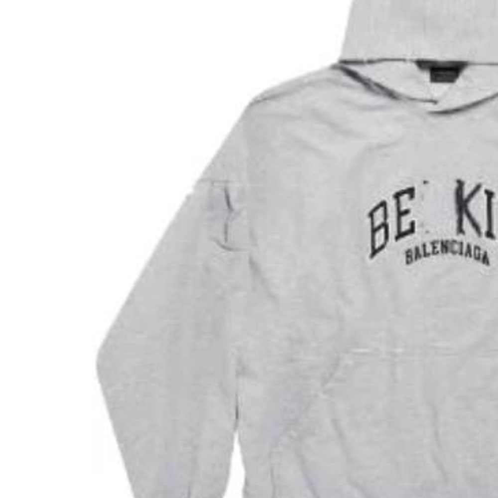 Shop バレンシアガ レターロゴプリントフーディー ユニセックス オーバーサイズ グレー 761458TPVD61167