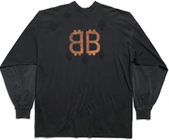 Lookbook Balenciaga 字母Logo印花寬鬆版長袖T恤 男女 黑色 791613TQVY22020
