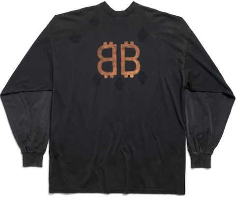 Balenciaga 字母Logo印花寬鬆版長袖T恤 男女 黑色 791613TQVY22020 Lookbook Balenciaga 字母Logo印花寬鬆版長袖T恤 男女 黑色 791613TQVY22020