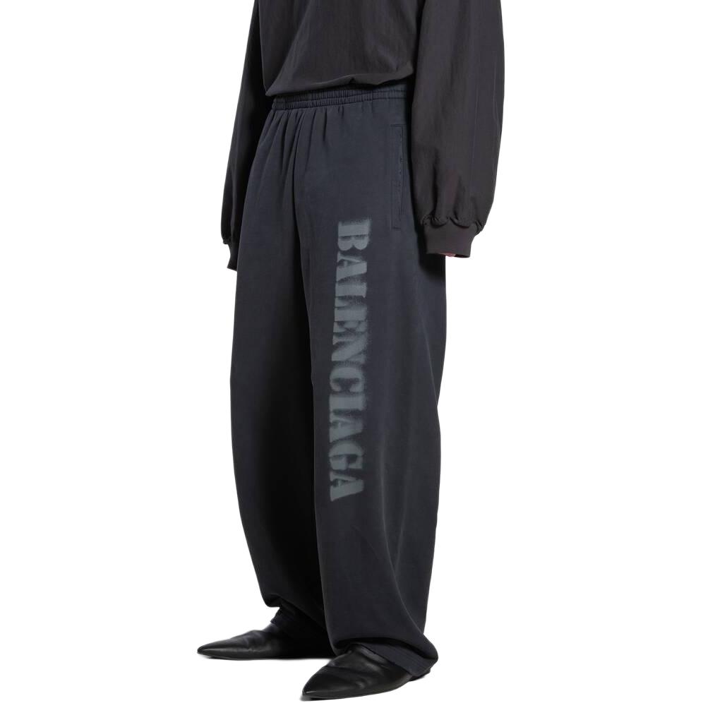 Sizing Balenciaga 字母標誌黑色寬鬆版型男女休閒長褲 771081TQVA41750