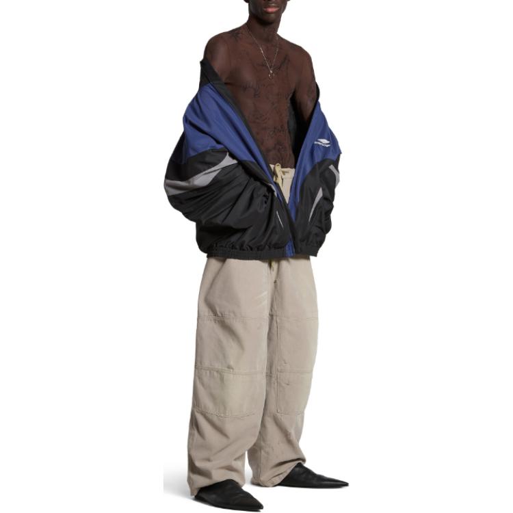 Shop バレンシアガ ロゴプリント ジップアップジャケット ユニセックス オーバーサイズ ブラック 長袖 790756TMO101000