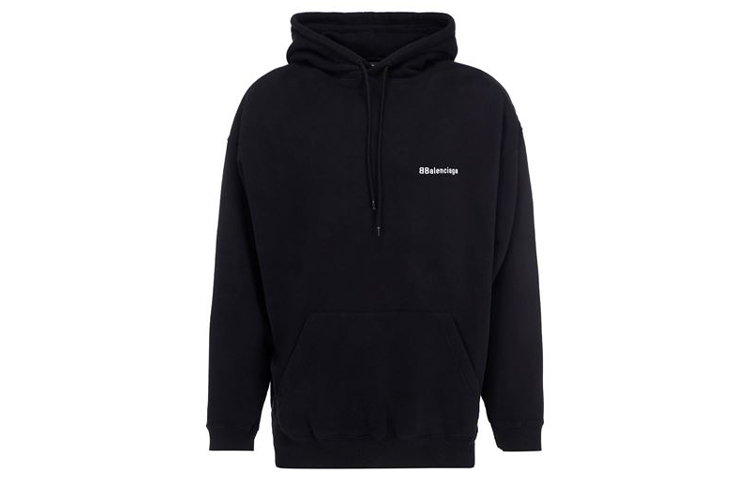 Balenciaga Letter Print Black Hoodie Pullover Sweatshirt 570811TJV851070