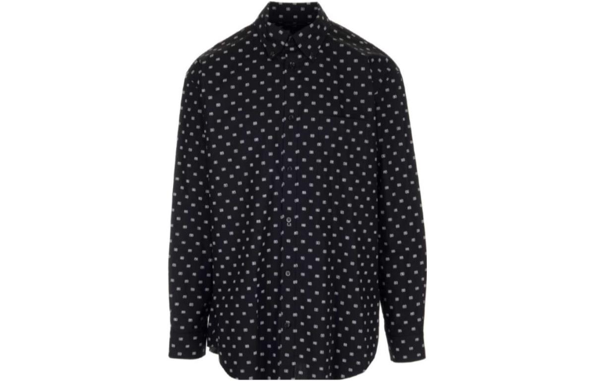 Balenciaga Letter Print Black Long Sleeve Casual Shirt Unisex Loose Fit. 534333TELE51070