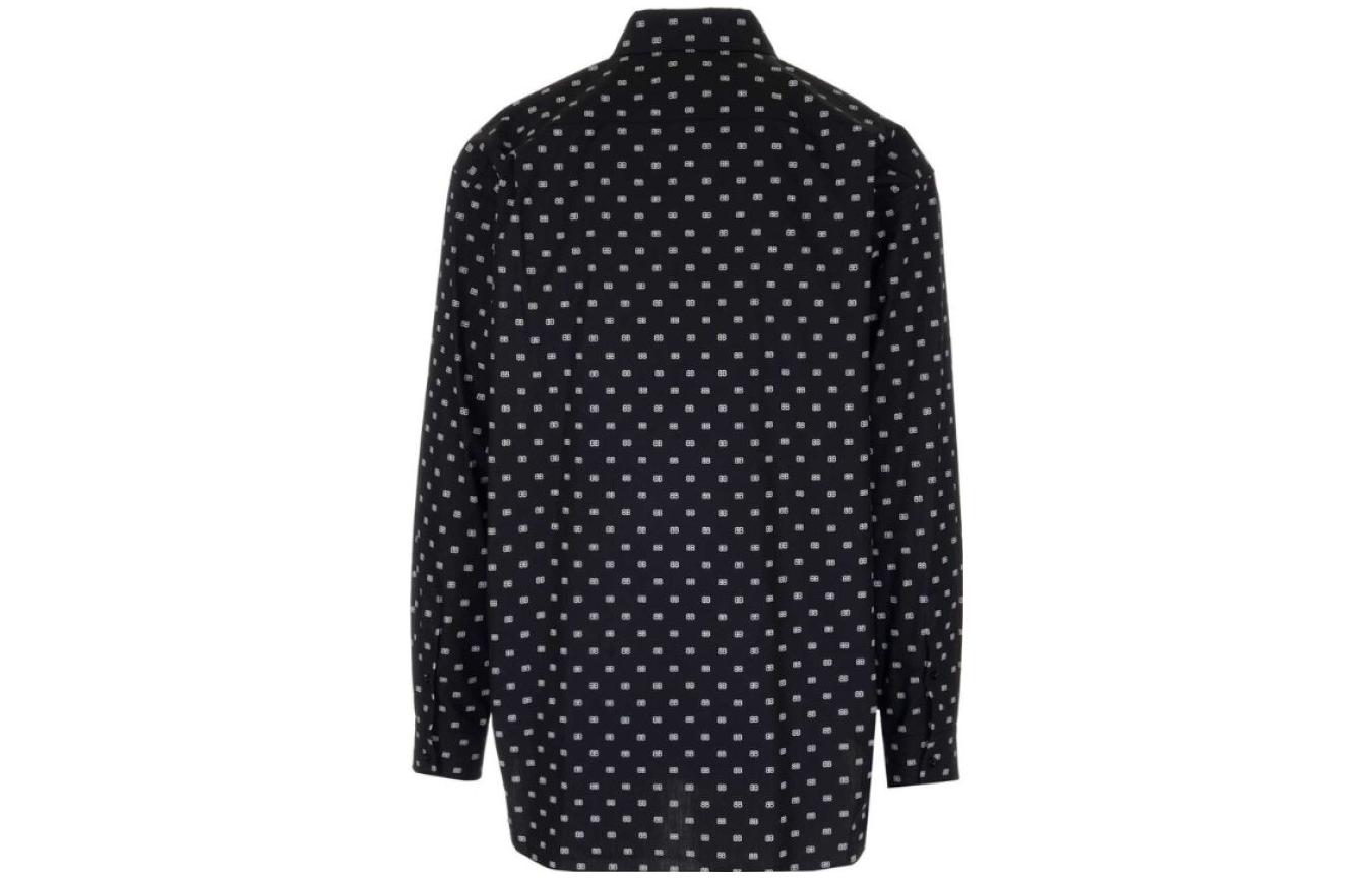Lookbook Balenciaga Letter Print Black Long Sleeve Casual Shirt Unisex Loose Fit. 534333TELE51070