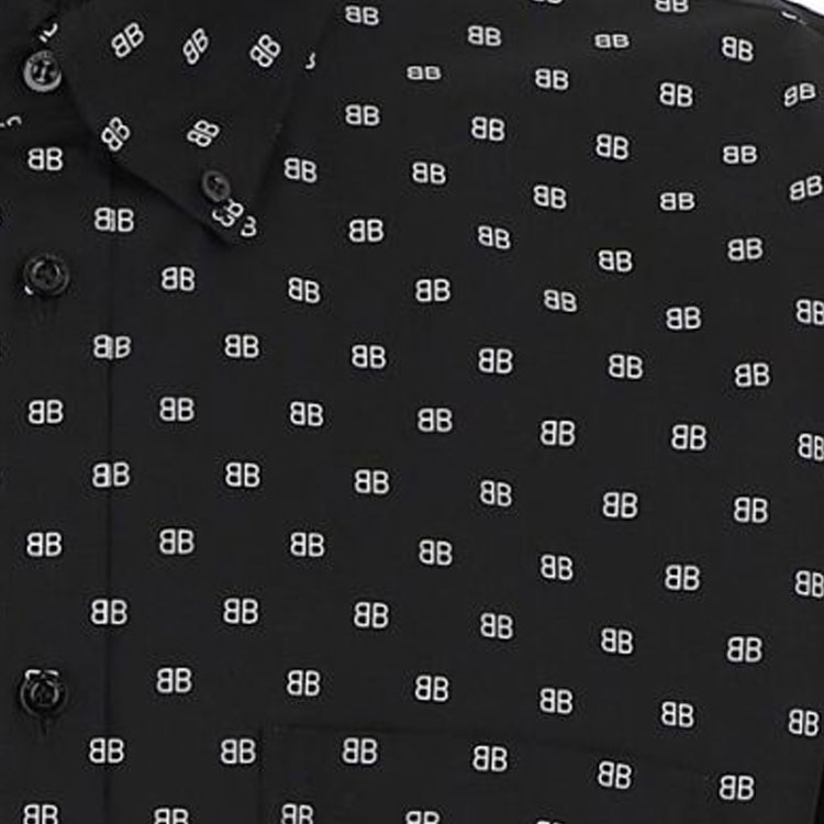Details for Balenciaga Letter Print Black Long Sleeve Casual Shirt Unisex Loose Fit. 534333TELE51070