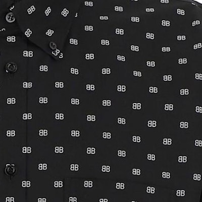 Balenciaga Letter Print Black Long Sleeve Casual Shirt Unisex Loose Fit. 534333TELE51070 Details for Balenciaga Letter Print Black Long Sleeve Casual Shirt Unisex Loose Fit. 534333TELE51070