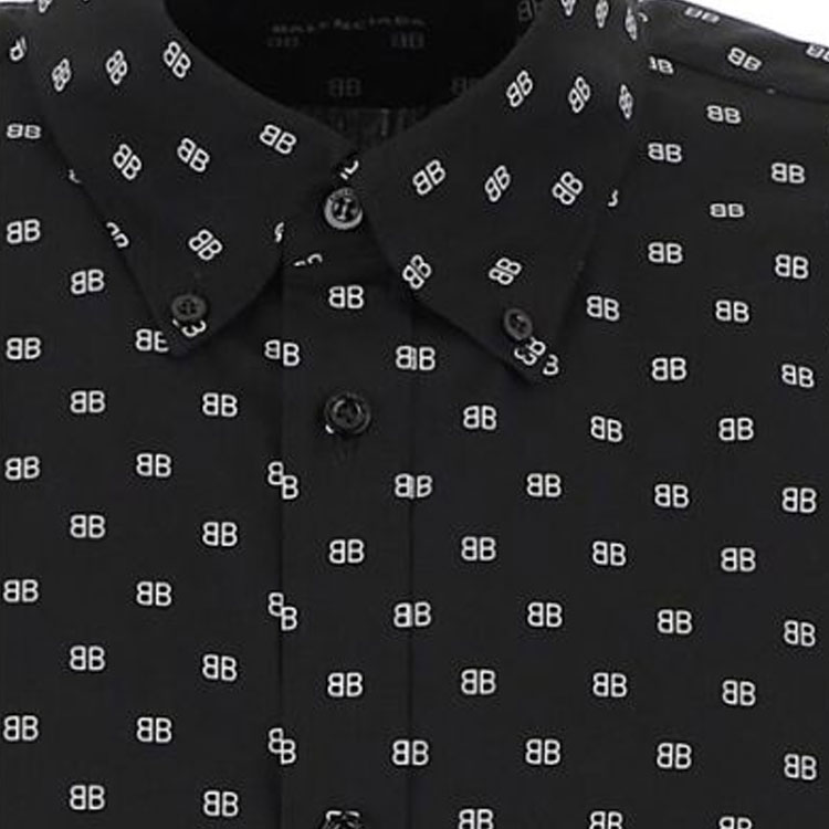 Sizing Balenciaga Letter Print Black Long Sleeve Casual Shirt Unisex Loose Fit. 534333TELE51070