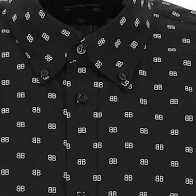 Balenciaga Letter Print Black Long Sleeve Casual Shirt Unisex Loose Fit. 534333TELE51070 Sizing Balenciaga Letter Print Black Long Sleeve Casual Shirt Unisex Loose Fit. 534333TELE51070