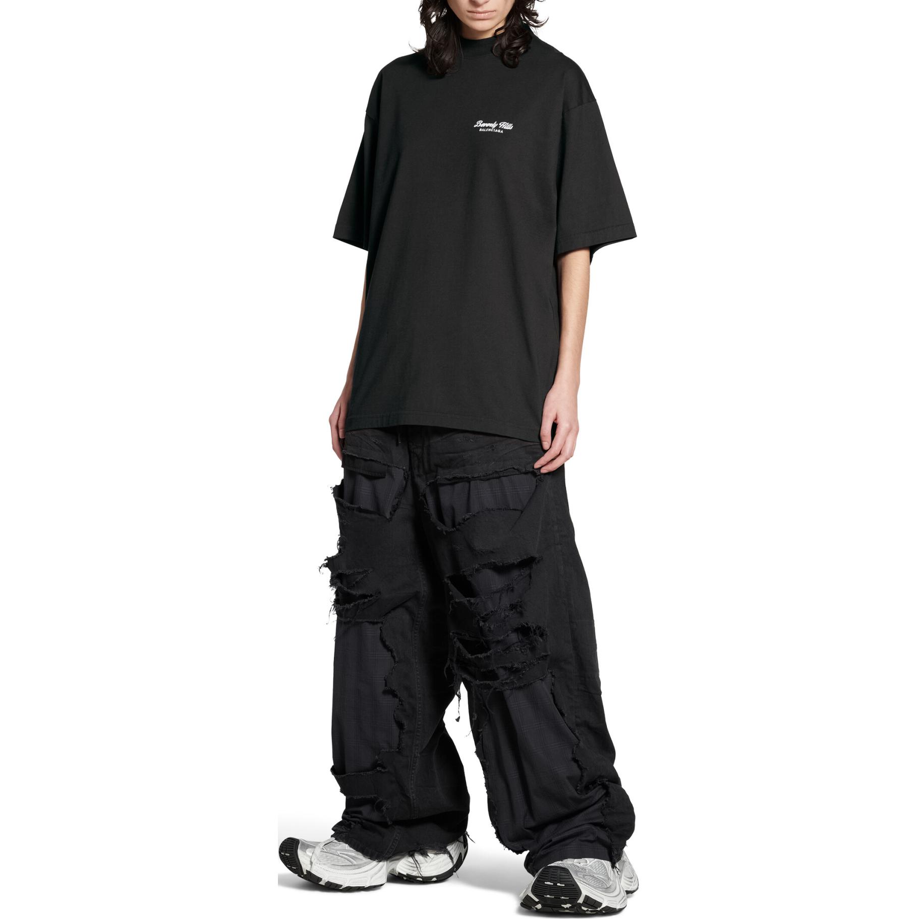 Balenciaga Letter Print Black Oversized Unisex T-Shirt FW24 Casual Fit. 764235TQVS69034 圖 3