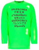 Balenciaga Letter Print Crewneck Long Sleeve Tee Men Fluorescent Green 641667TJVI34162 Balenciaga Letter Print Crewneck Long Sleeve Tee Men Fluorescent Green 641667TJVI34162