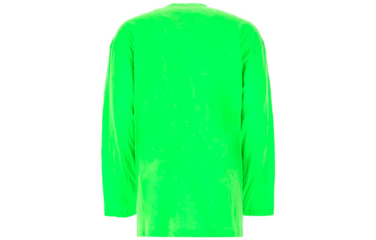 Lookbook バレンシアガ レタープリント クルーネック 長袖 メンズ 蛍光グリーン 641667TJVI34162