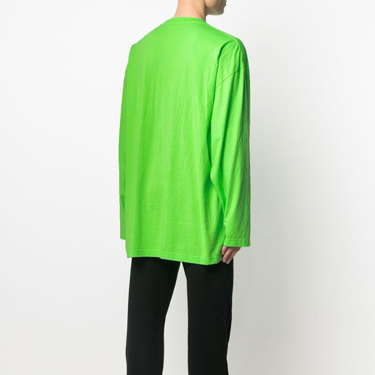 Purchase バレンシアガ レタープリント クルーネック 長袖 メンズ 蛍光グリーン 641667TJVI34162