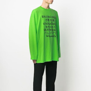 バレンシアガ レタープリント クルーネック 長袖 メンズ 蛍光グリーン 641667TJVI34162 Details for バレンシアガ レタープリント クルーネック 長袖 メンズ 蛍光グリーン 641667TJVI34162