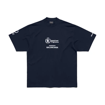 Balenciaga Letter Print Crewneck Short Sleeve T-Shirt Unisex Navy Regular Fit 764235TQVB68502