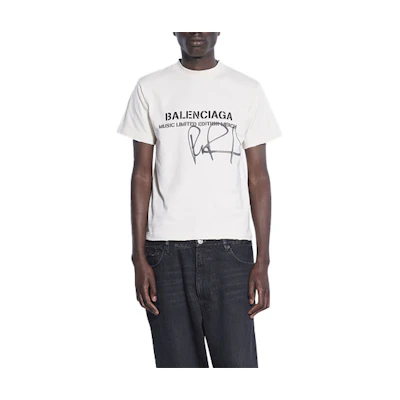 Balenciaga Letter Print Crewneck T-Shirt - Off White. 670943TLV579057