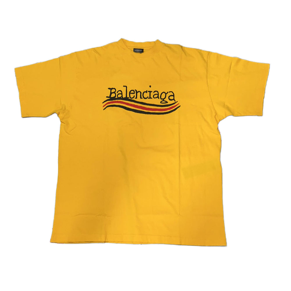 Balenciaga Letter Print Crewneck T-Shirt Regular Fit  Yellow. 641675TNVE77442