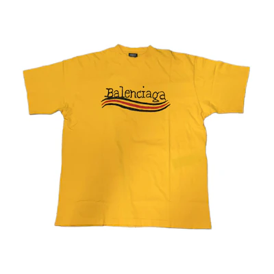 Balenciaga Letter Print Crewneck T-Shirt Regular Fit Yellow. 641675TNVE77442