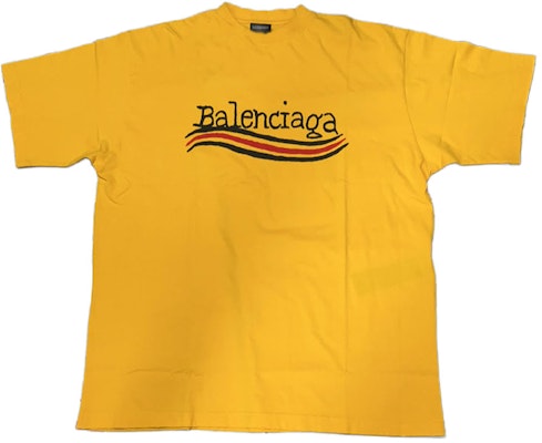 Balenciaga Letter Print Crewneck T-Shirt Regular Fit Yellow. 641675TNVE77442 Order Balenciaga Letter Print Crewneck T-Shirt Regular Fit Yellow. 641675TNVE77442