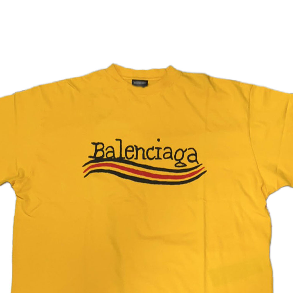 Lookbook Balenciaga Letter Print Crewneck T-Shirt Regular Fit  Yellow. 641675TNVE77442
