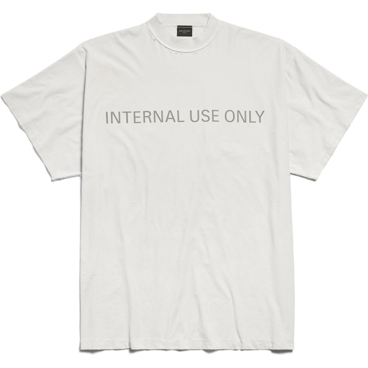 Balenciaga Letter Print Crewneck T-Shirt Unisex Grey White 787358TQVU29016