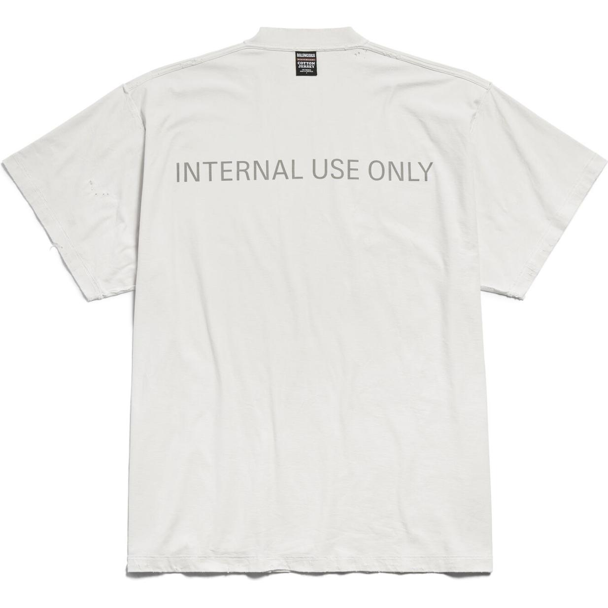 Balenciaga Letter Print Crewneck T-Shirt Unisex Grey White 787358TQVU29016 圖 3