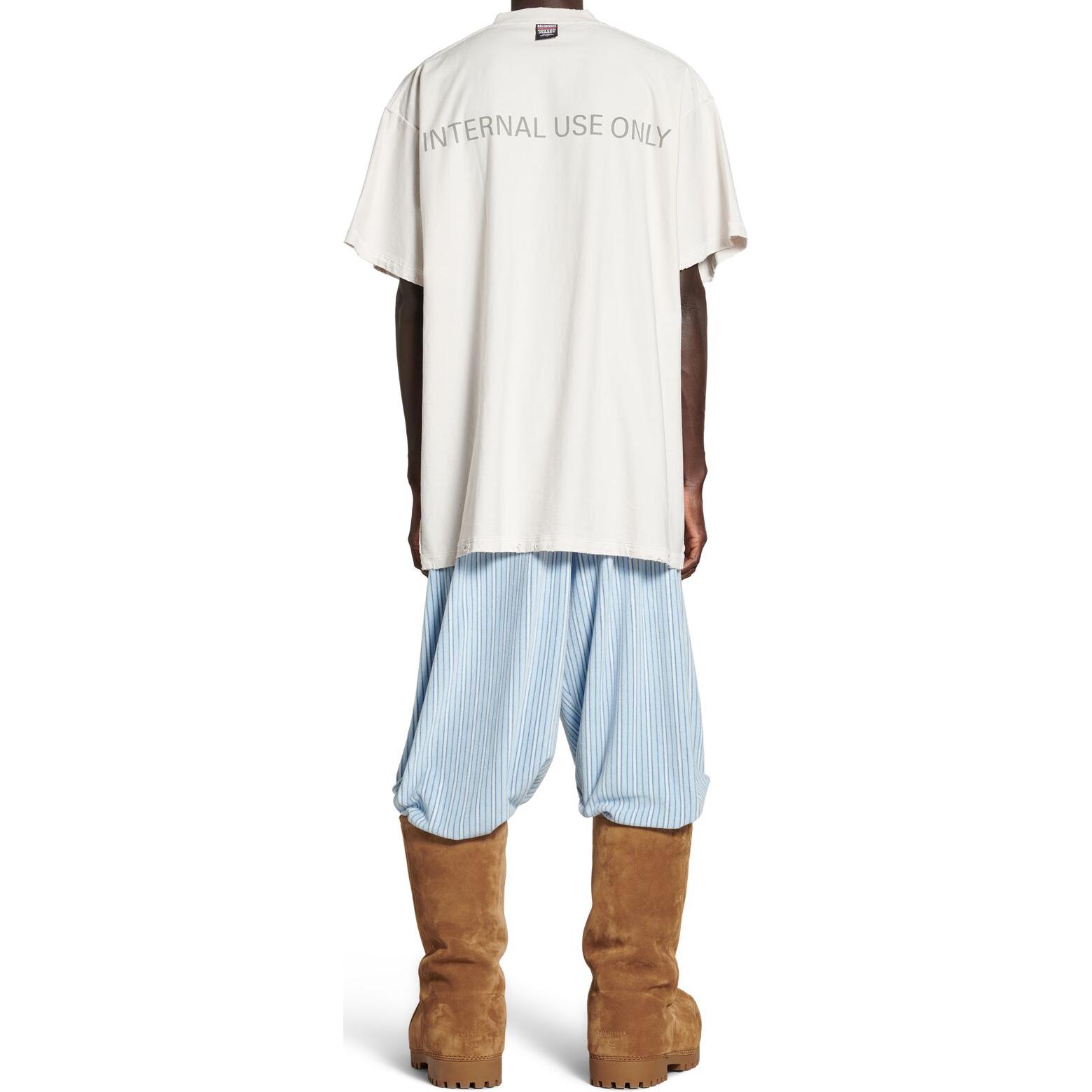 Balenciaga Letter Print Crewneck T-Shirt Unisex Grey White 787358TQVU29016 圖 4