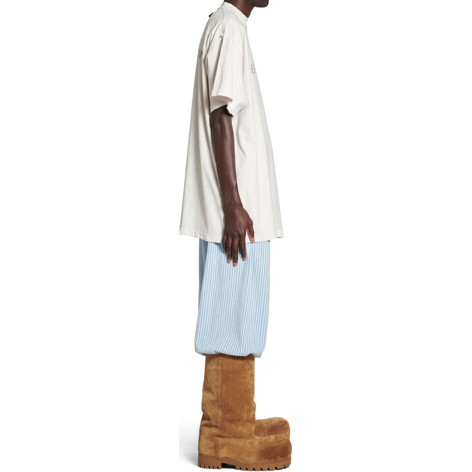 Balenciaga Letter Print Crewneck T-Shirt Unisex Grey White 787358TQVU29016 圖 5