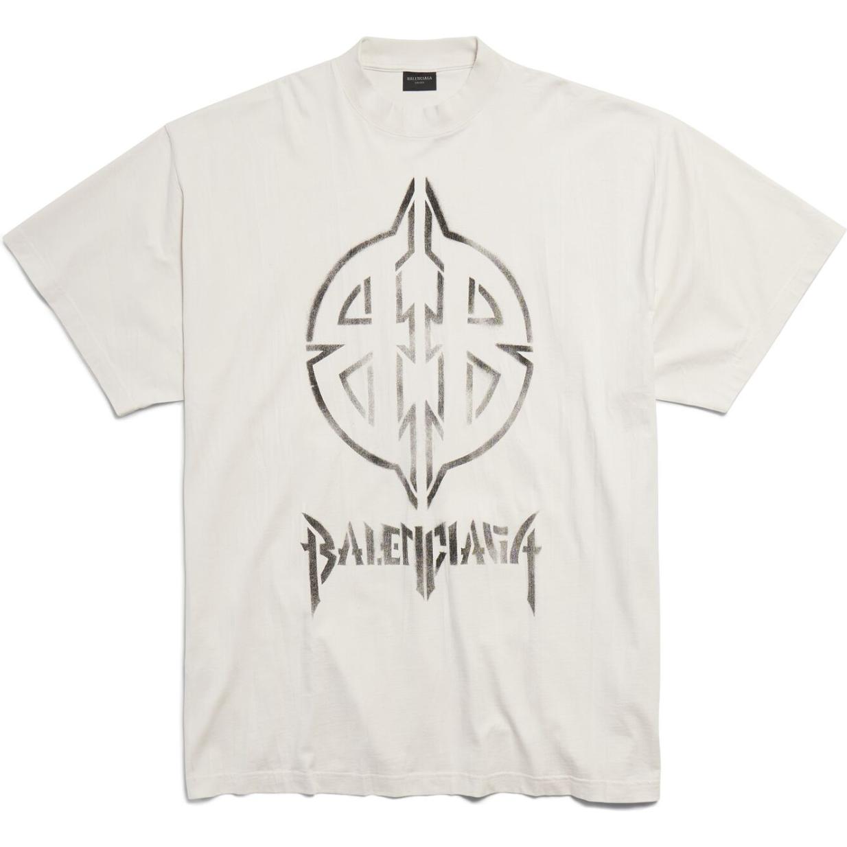 Order Balenciaga Letter Print Crewneck T-Shirt White FW24 Unisex Oversized Fit. 787349TQVT19784