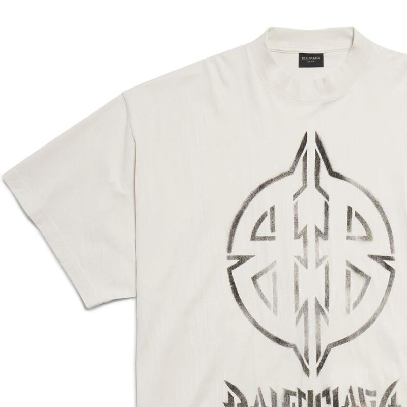 Sizing Balenciaga Letter Print Crewneck T-Shirt White FW24 Unisex Oversized Fit. 787349TQVT19784