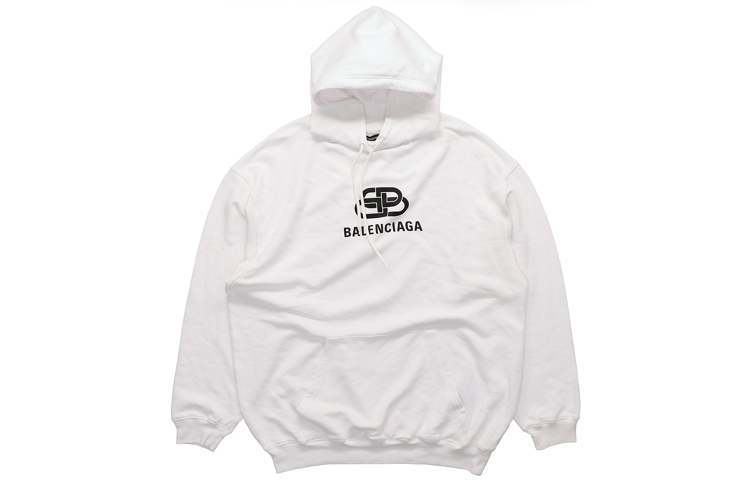 Balenciaga Letter Print Fleece Hoodie Unisex Oversized White 570811TEV199044