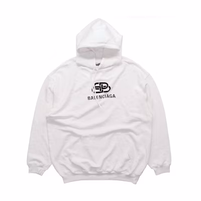 Balenciaga Letter Print Fleece Hoodie Unisex Oversized White 570811TEV199044
