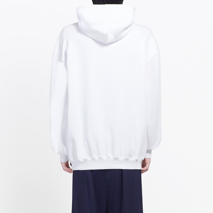 Balenciaga Letter Print Fleece Hoodie Unisex Oversized White 570811TEV199044 圖 4