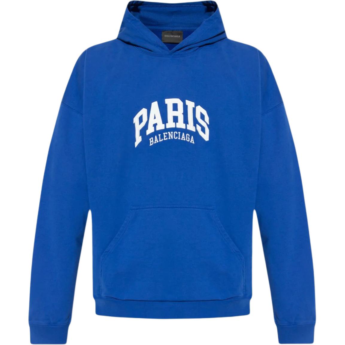 Balenciaga Letter Print Hoodie Blue Regular Fit Long Sleeve 674986TLVL84640