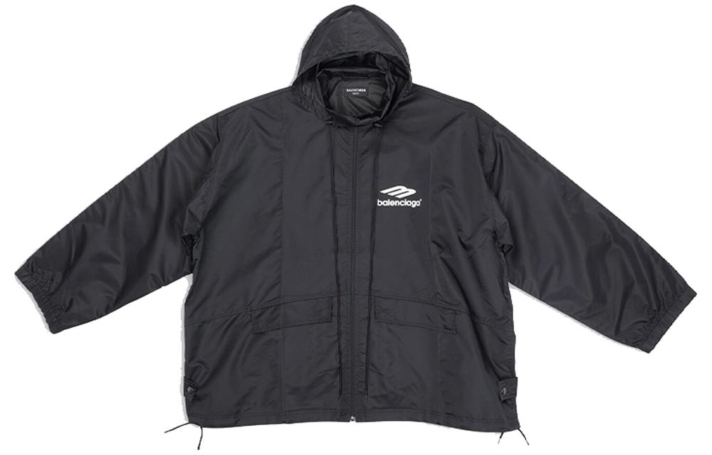 Balenciaga Letter Print Hoodie Long-Sleeve Jacket Unisex Black 698871TLO251000