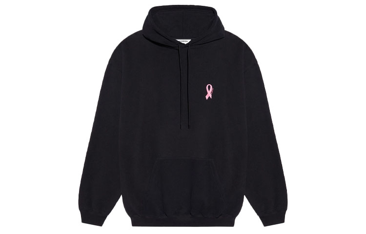 Balenciaga Letter Print Hoodie Unisex Black Loose Fit 578135TJVH41070