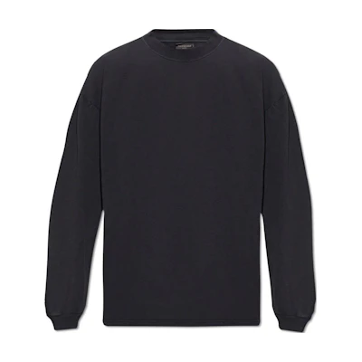 Balenciaga Letter Print Long Sleeve Crewneck Regular Fit T-Shirt Black Men 772208TPVU41569