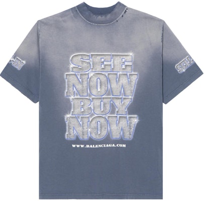 Balenciaga Letter Print Oversized Blue T-Shirt Unisex Crewneck Tee. 764235TQVE84108 Buy Balenciaga Letter Print Oversized Blue T-Shirt Unisex Crewneck Tee. 764235TQVE84108