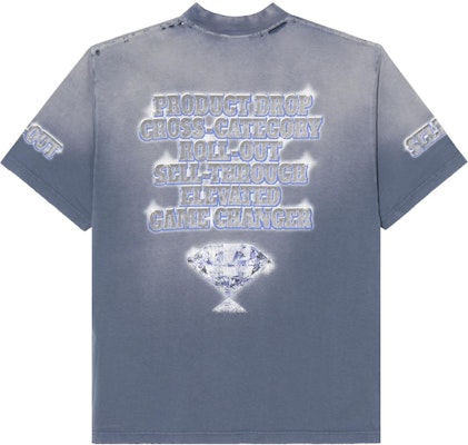 Balenciaga Letter Print Oversized Blue T-Shirt Unisex Crewneck Tee. 764235TQVE84108 Lookbook Balenciaga Letter Print Oversized Blue T-Shirt Unisex Crewneck Tee. 764235TQVE84108