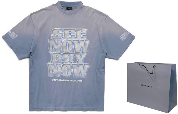 Balenciaga Letter Print Oversized Blue T-Shirt Unisex Crewneck Tee. 764235TQVE84108 Shop Balenciaga Letter Print Oversized Blue T-Shirt Unisex Crewneck Tee. 764235TQVE84108