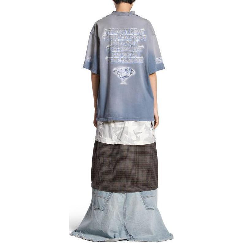 Details for Balenciaga Letter Print Oversized Blue T-Shirt Unisex Crewneck Tee. 764235TQVE84108