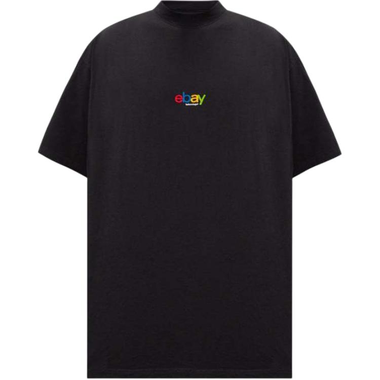 Balenciaga Letter Print Oversized Unisex Black T-Shirt. 787349TRVE81055