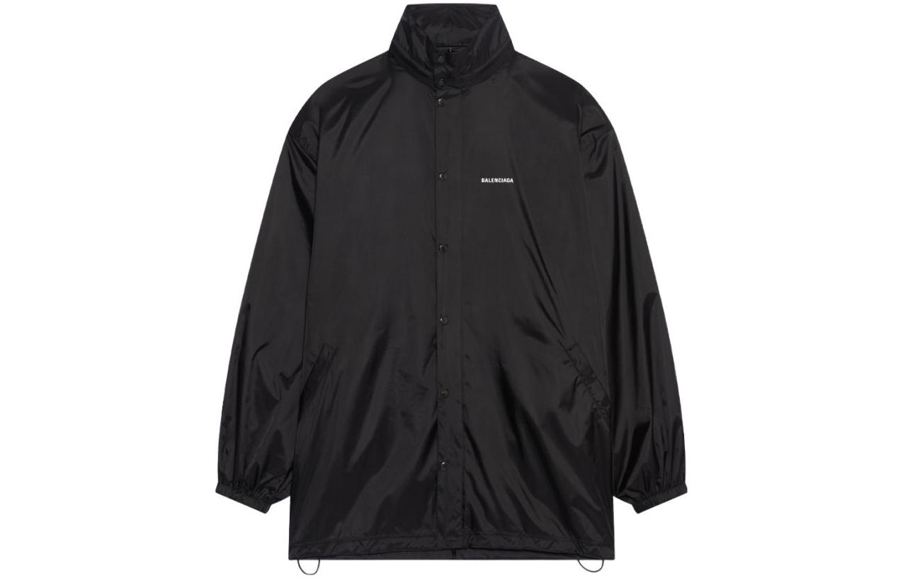 Balenciaga Letter Print Single-Breasted Jacket Black Unisex Loose Fit 681428TIO541000