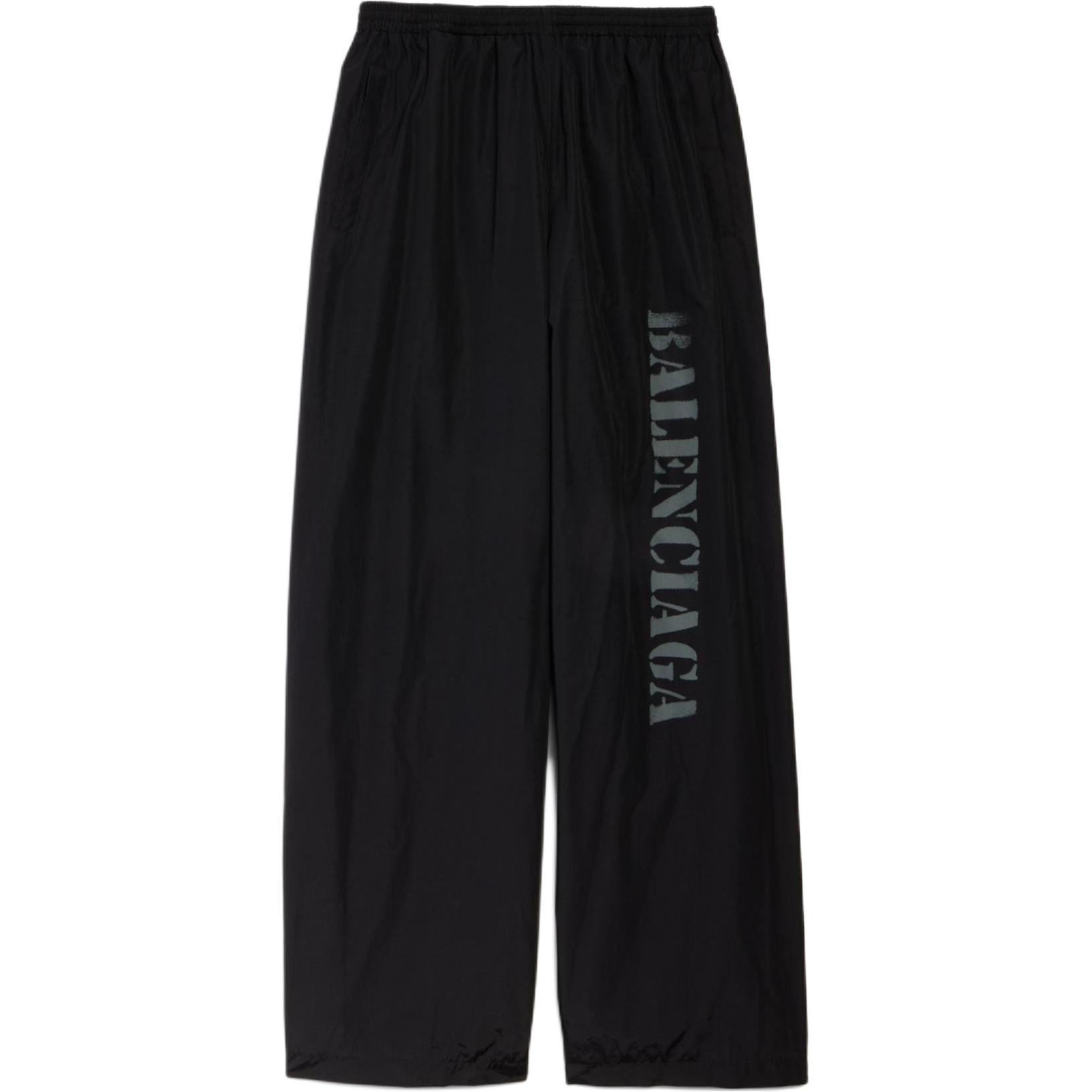 Balenciaga Letter Print Straight Relaxed Fit Elastic Waist Pants Unisex Black 783844TPQ381000