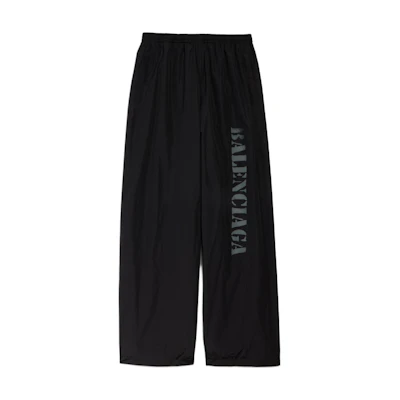 Balenciaga Letter Print Straight Relaxed Fit Elastic Waist Pants Unisex Black 783844TPQ381000
