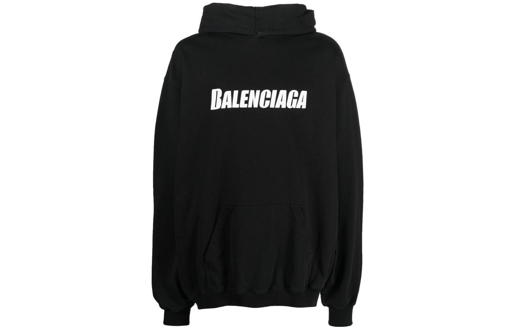 Balenciaga Letter Print Unisex Oversized Sweatshirt Black. 729361TNVL21070