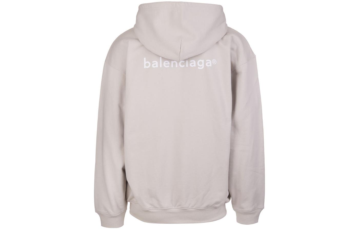 Balenciaga Letter Print Zip Hoodie Gray Regular Fit Long Sleeve 641659TIV552970