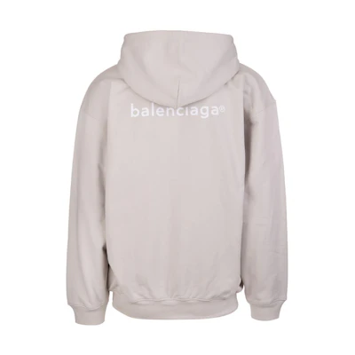 Balenciaga Letter Print Zip Hoodie Gray Regular Fit Long Sleeve 641659TIV552970