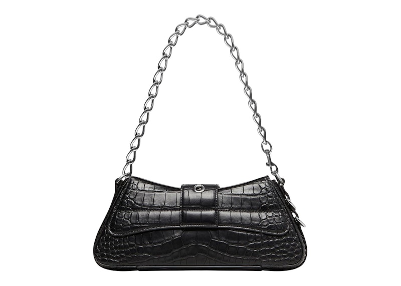 Order Balenciaga Lindsay Bolso Hombro Pequeño Estampado Cocodrilo Negro