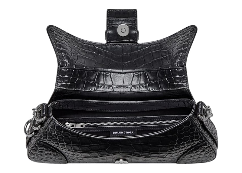 Lookbook Balenciaga Lindsay Bolso Hombro Pequeño Estampado Cocodrilo Negro
