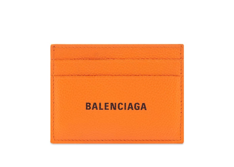 Balenciaga Logo (4 Card Slots 1 Bill Compartment) Card Holder Pop Orange/Black